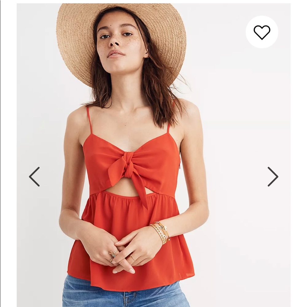 Madewell Silk Tie-Front Keyhole Cami Top